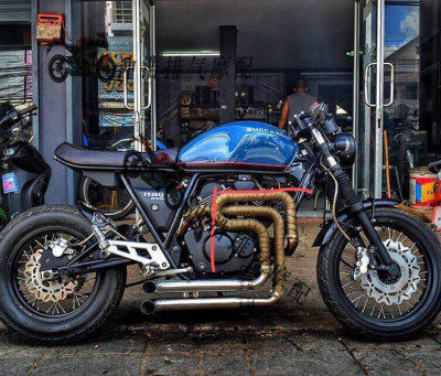 Cruise locomotive Longjia V coffee 250 modified retro style exhaust pipe horseshoe sound