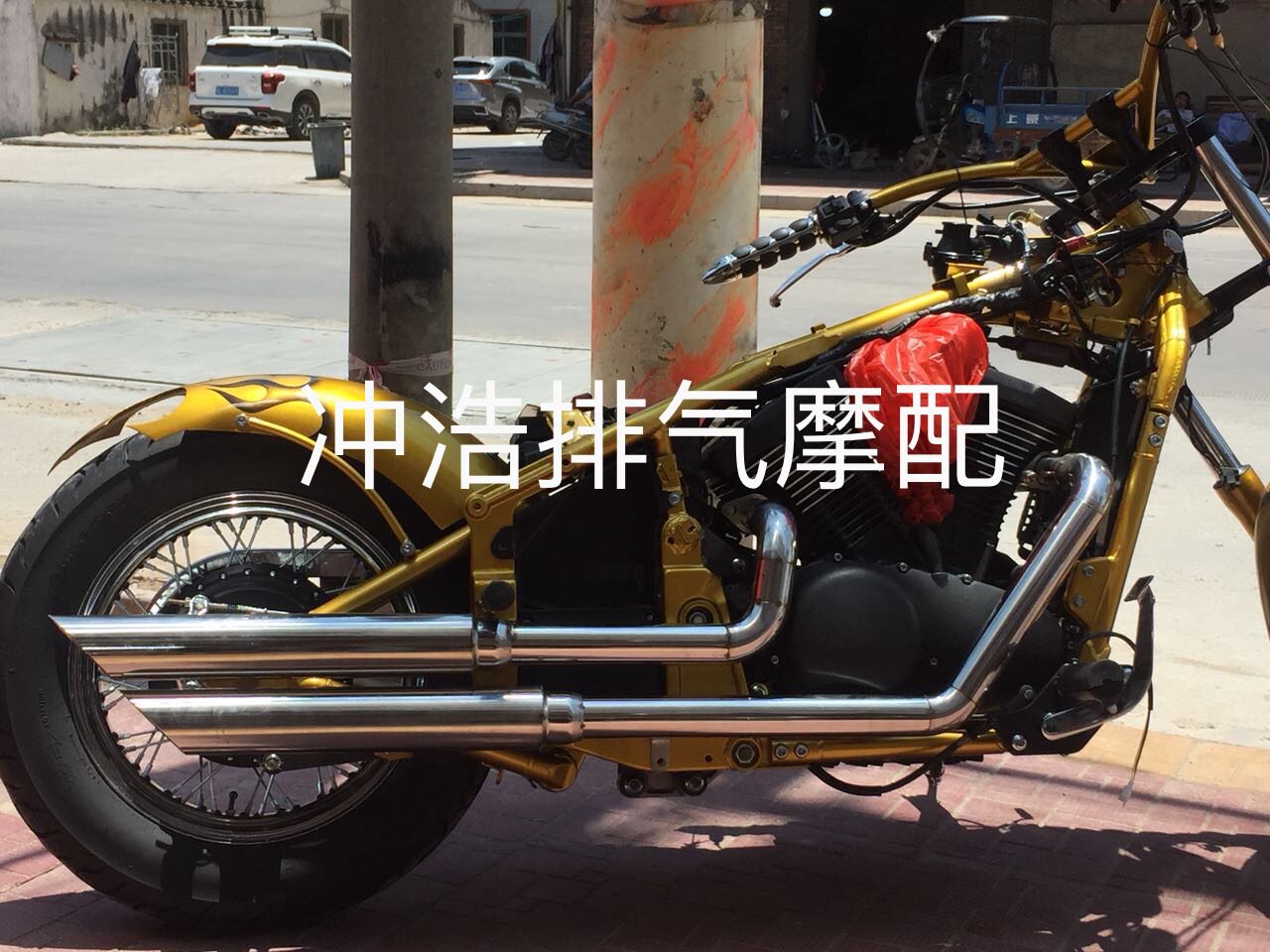 Cruise retro Kawasaki Vulcan god 400800 modified exhaust pipe with silencer