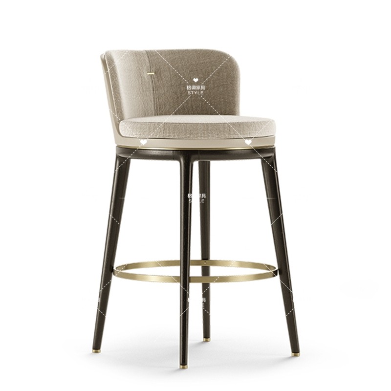 Nordic Solid Wood Bar Table Chair Metal Bar Chair Modern Sample House Display Center Reception Chair Front Desk High Chair