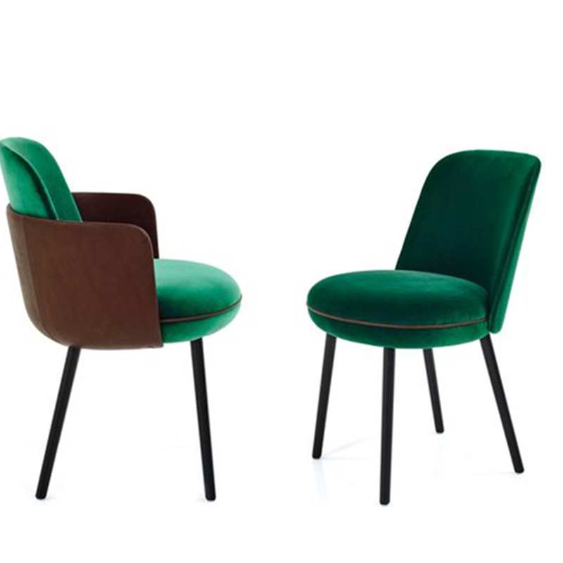 European style metal dining chair simple modern business negotiation chair stainless steel fabric model house sample house display center reception chair