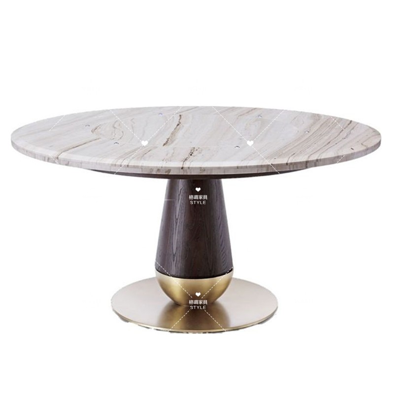 Nordic Marble Table Round Modern Minima Small Family Rear Modern Light Lavish Stainless Steel Dining Table And Chairs Combination