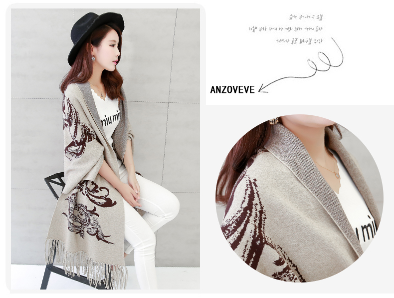 2019 mới dày rộng lỏng lẻo dài tua rua đan áo choàng len áo len áo khoác nữ bat bat thủy triều - Đan Cardigan áo len cổ cao