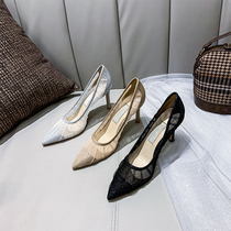  Wedding shoes womens 2021 new wild bride bridesmaid mesh lace fairy style single shoes silver high heels thin heel