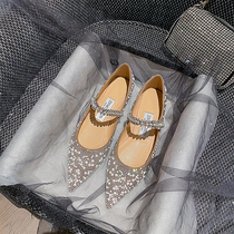 J main wedding wedding shoes 2021 New Pearl Rhinestone Wedding shoes Crystal bridesmaid bridesmaid shoes flat single shoes women C