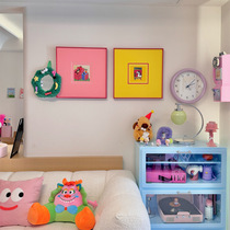 Pink simple niche art decorative painting pink cartoon hanging painting childrens room study bedroom hanging painting cardboard painting