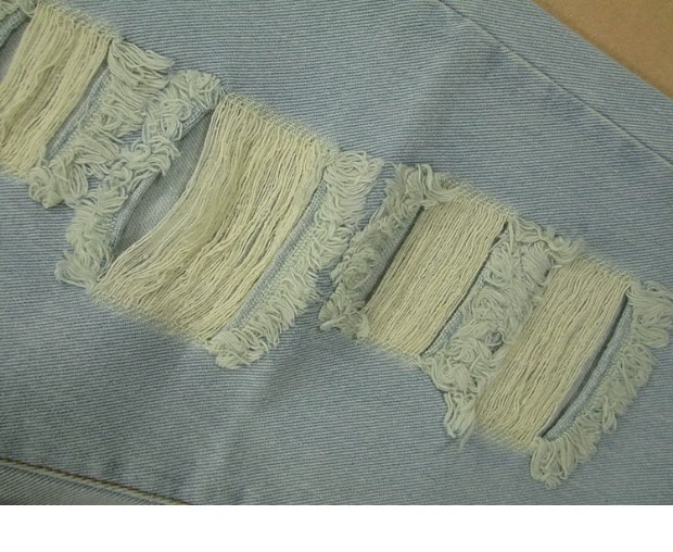 Quần jeans ống rộng 30 yard bf lỗ cũ cá tính thời trang cặp đôi mới mỏng thẳng * L49 / 81A-22
