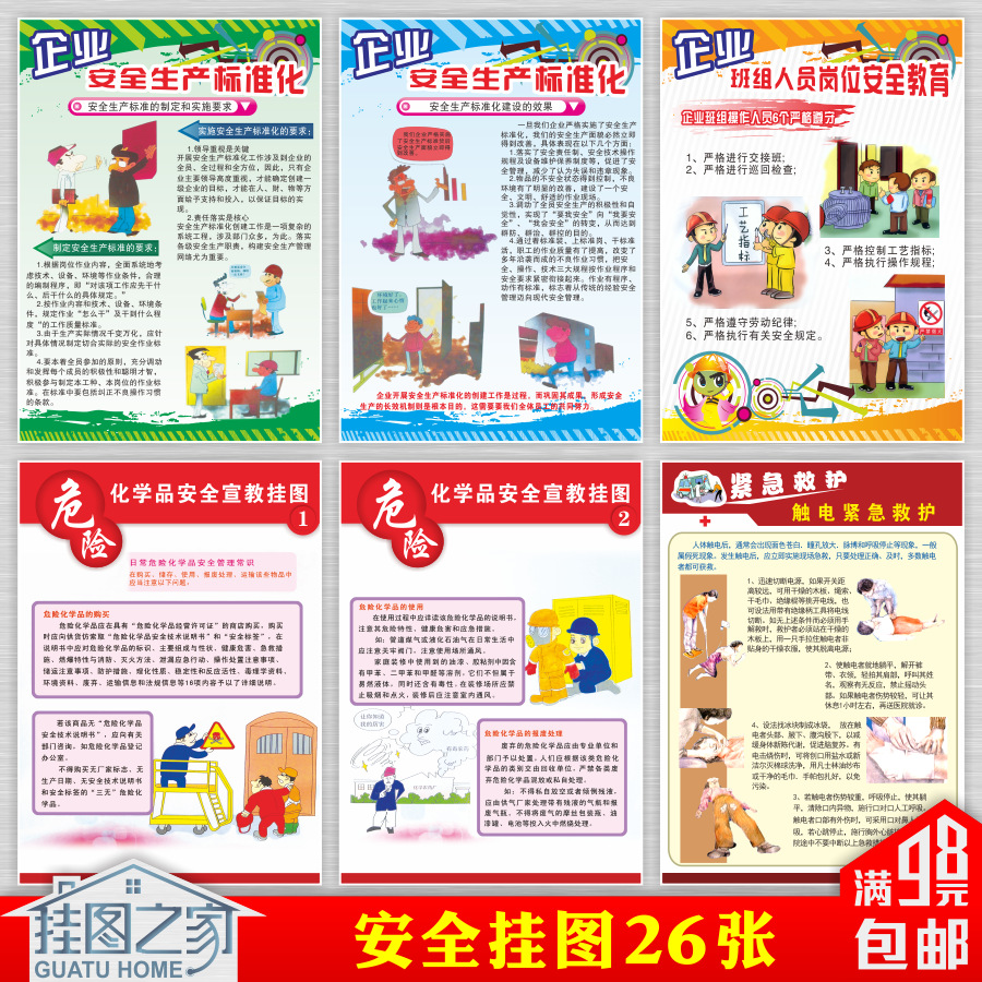 Safety Production Standardized Crew Posts Safety Education Posters First Aid Knowledge Chemicals Catharism
