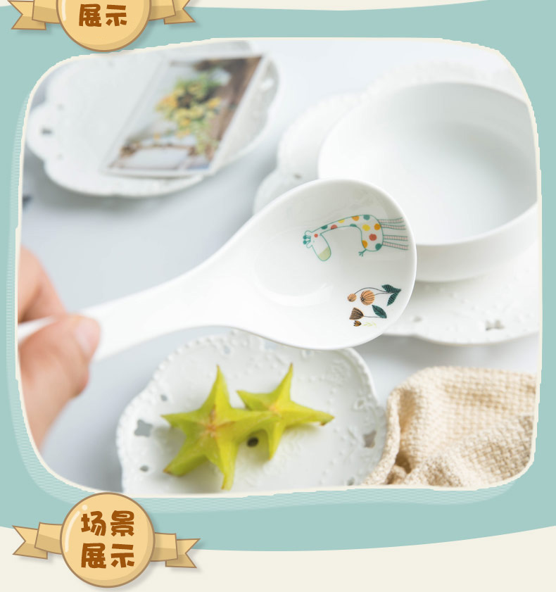 Yomerto spoon ceramic household big spoon, spoon, ladle smaller spoon handle large ipads China porridge spoon porridge