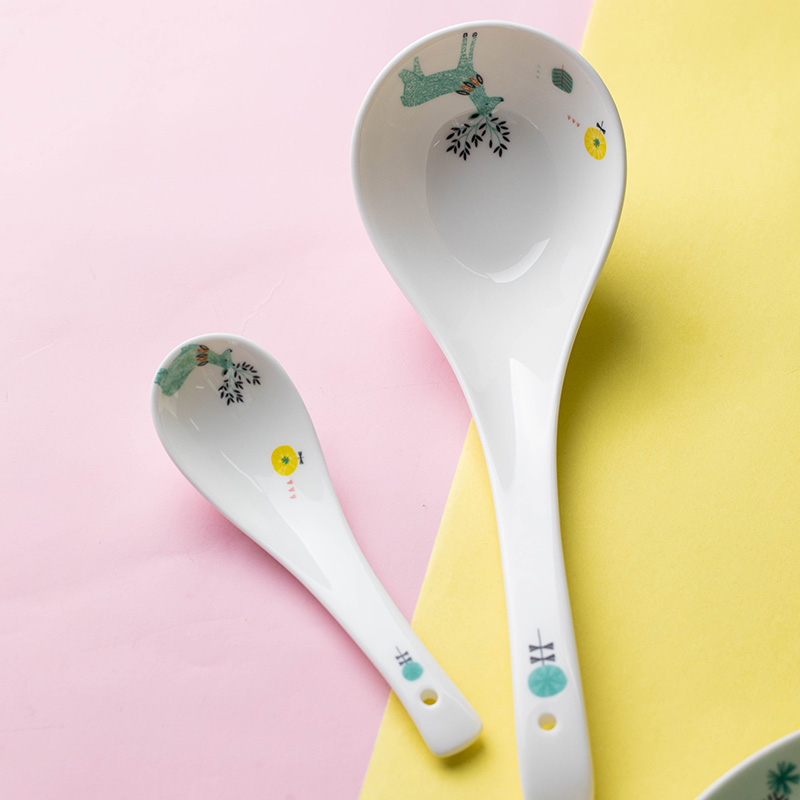 Yomerto spoon ceramic household big spoon, spoon, ladle smaller spoon handle large ipads China porridge spoon porridge