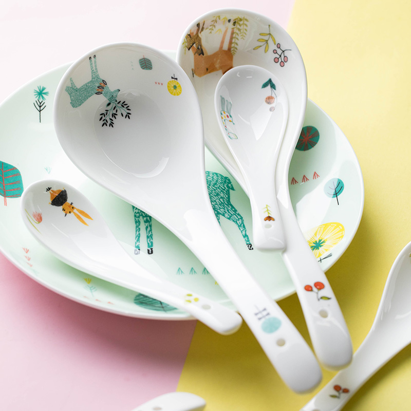 Yomerto spoon ceramic household big spoon, spoon, ladle smaller spoon handle large ipads China porridge spoon porridge