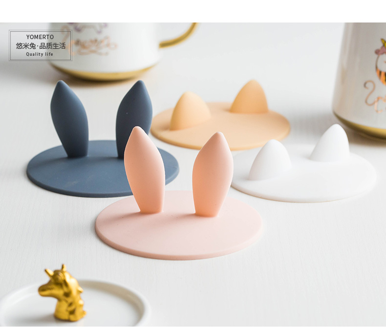Cốc bìa phổ quát silicone sứ cốc duy nhất bán dễ thương cốc tròn tách trà cốc in cốc cốc cốc chống bụi - Tách bình giữ nhiệt cute