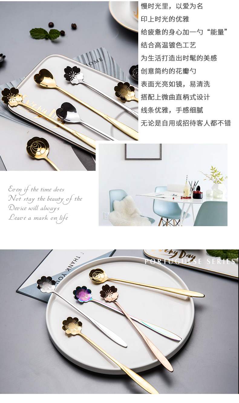 Anh đào Nhật Bản gia đình dễ thương dài tay cầm bằng thép không gỉ thìa nhỏ sáng tạo lưới bộ đồ ăn màu đỏ cô gái tráng miệng ngã ba muỗng - Đồ ăn tối đĩa dùng 1 lần