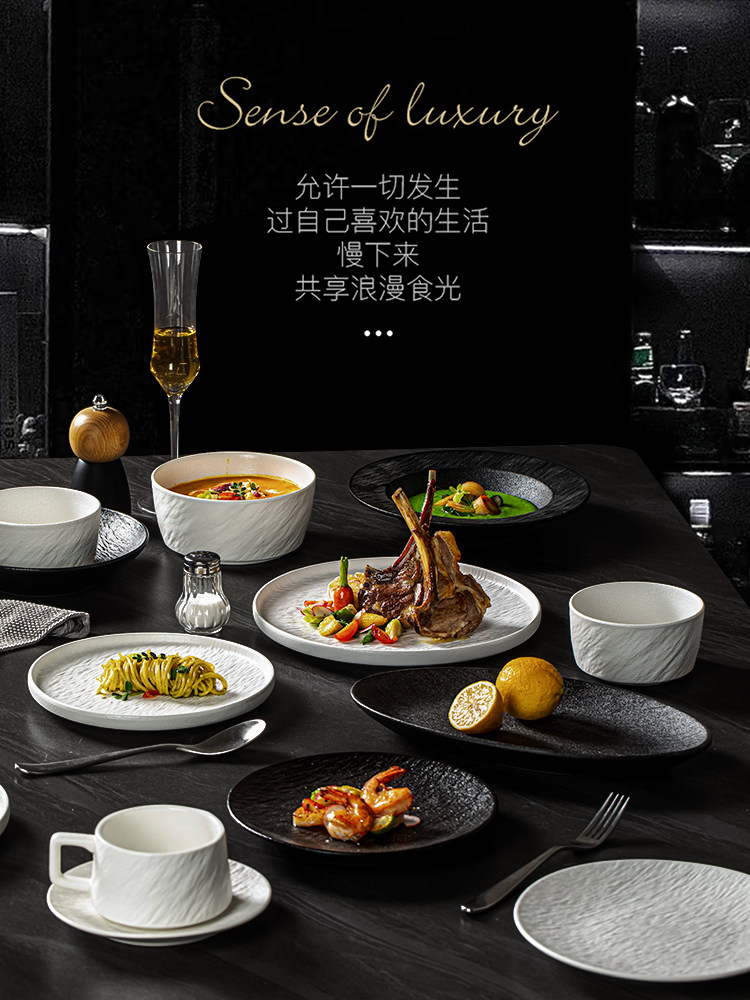 Tableware Set 2025 New Model High-Value Bowls, Chopsticks, Plates, Underglaze Color Ceramic Bowls, Housewarming Bowl and Plate Set for Home Use