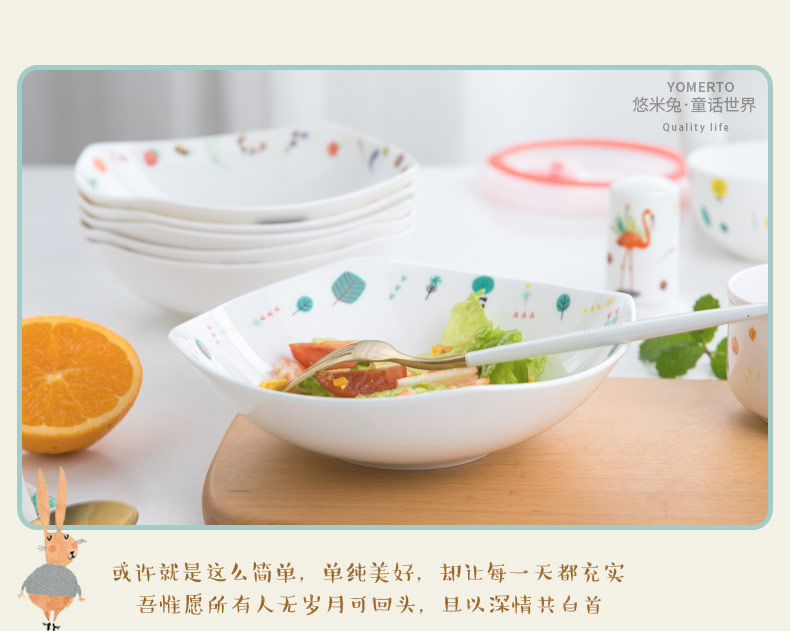 Yomerto fruit salad salad bowl dish Chinese tableware, lovely deep bowl jingdezhen porringer color job