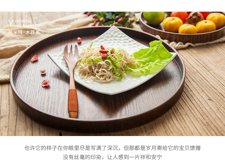 Phong cách nhật bản tấm gỗ khay gỗ rắn vòng khay trà kích thước đồ gỗ tấm tấm dinner món ăn tráng miệng món ăn bằng gỗ đĩa trái cây khay trà gỗ hương