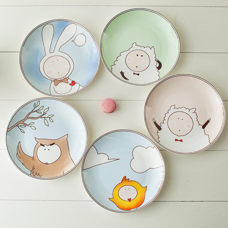 Yomerto plate beefsteak children cartoon ceramic creative dessert dish dish dish dish household utensils