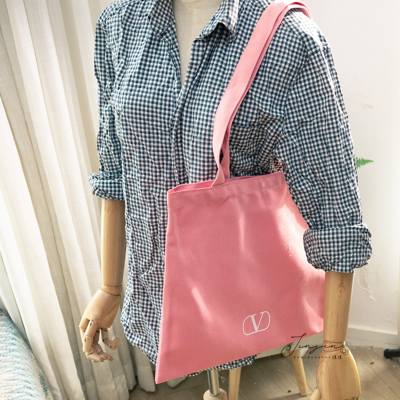 Limited Edition Valentino Pink Eco-Friendly Canvas Shoulder Tote Bag - Pink Vintage Style