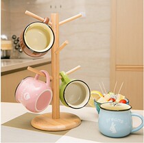 (Day Special) Creative bamboo tea cup shelf household water Cup hanger drain rack coffee cup storage rack