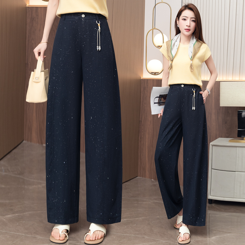 Fashionable Starry Sky Sequin Curved Hem Pants for Women, 2026 Summer New High-Waisted Cropped Pants, Thin and Cool, Slimming Casual Pants