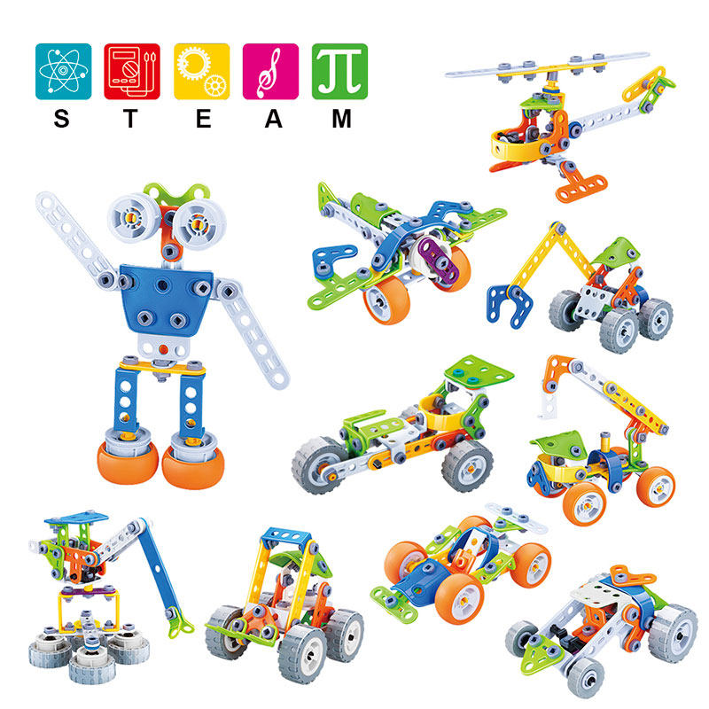 STEM disassembly toy car detachable puzzle soft glue assembly project car children screw screw assembly DIY