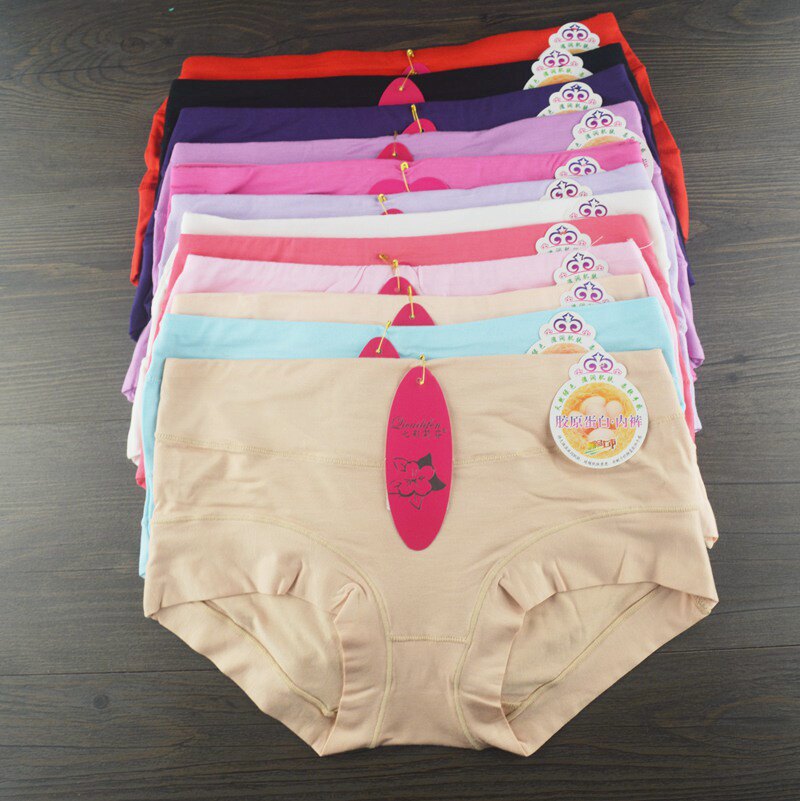 4 Collagen Panties Women's Mid Waist Bamboo Fiber Comfortable Soft Cotton Hip Pack Triangle Women's Panties