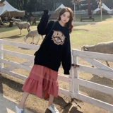 Толстовка, осеннее демисезонное платье, длинная юбка, комплект, средней длины, 20 года, в корейском стиле, крой «рыбий хвост»