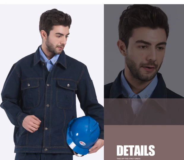 Mùa thu và mùa đông mới hàn áo dài tay phù hợp với nam cotton tự động sửa chữa quần áo denim vải dụng cụ cơ khí
