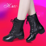 红莉人 Демисезонная обувь, танцующие высокие туфли, ботинки, из натуральной кожи, мягкая подошва