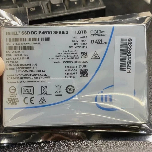 Intel/Intel P4510 Ssdpe2Kx010T8 U.2 1t 2.5 Ssd Solid State Drive