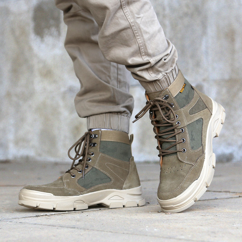 Spring Autumn Season Outdoor Martin Boot Male Casual Cow Leather High Cylinder Shoes Han Edition Heightening Shoes Trend Tooling 100 Hitch Sneakers