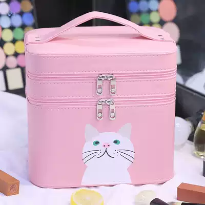 Net celebrity super fire makeup bag Korean exquisite fashion high-end super large capacity cute female portable double-layer storage box box