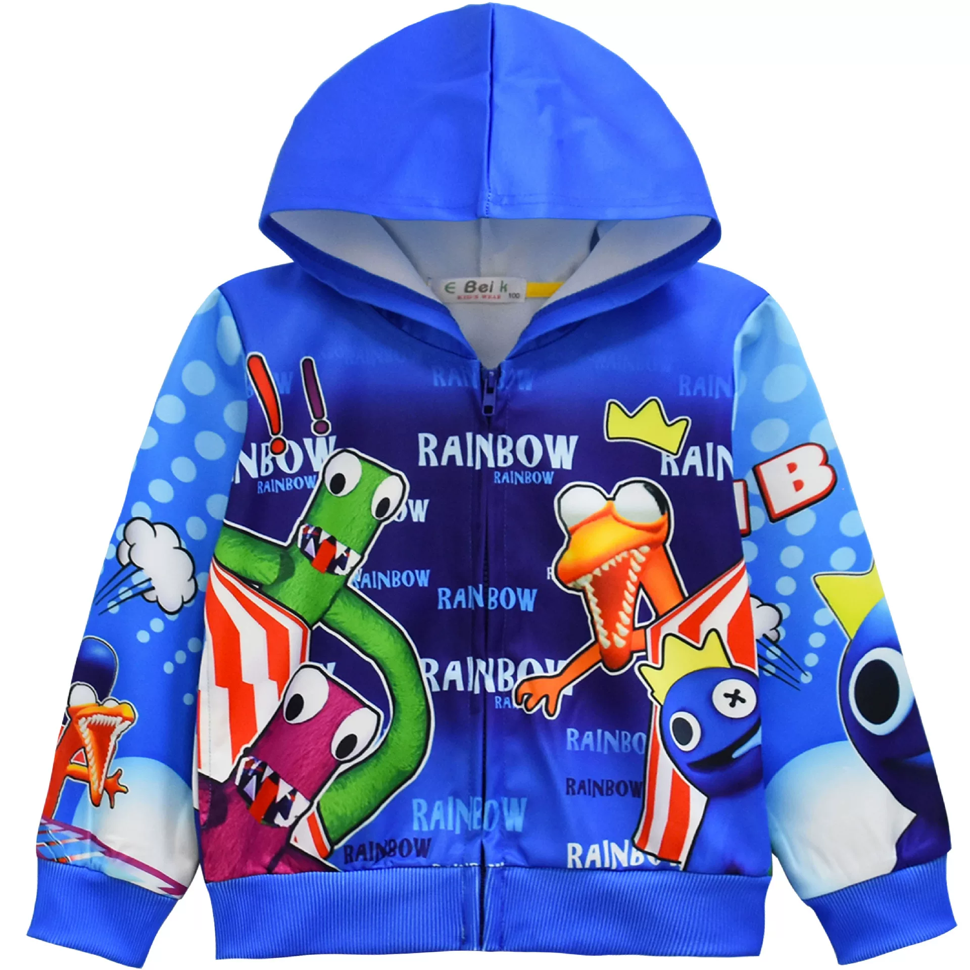 Жилетка с молнией и капюшоном для детей ROBLOX Rainbow Friends Rainbow Friends Lan Fat, куртка с капюшоном