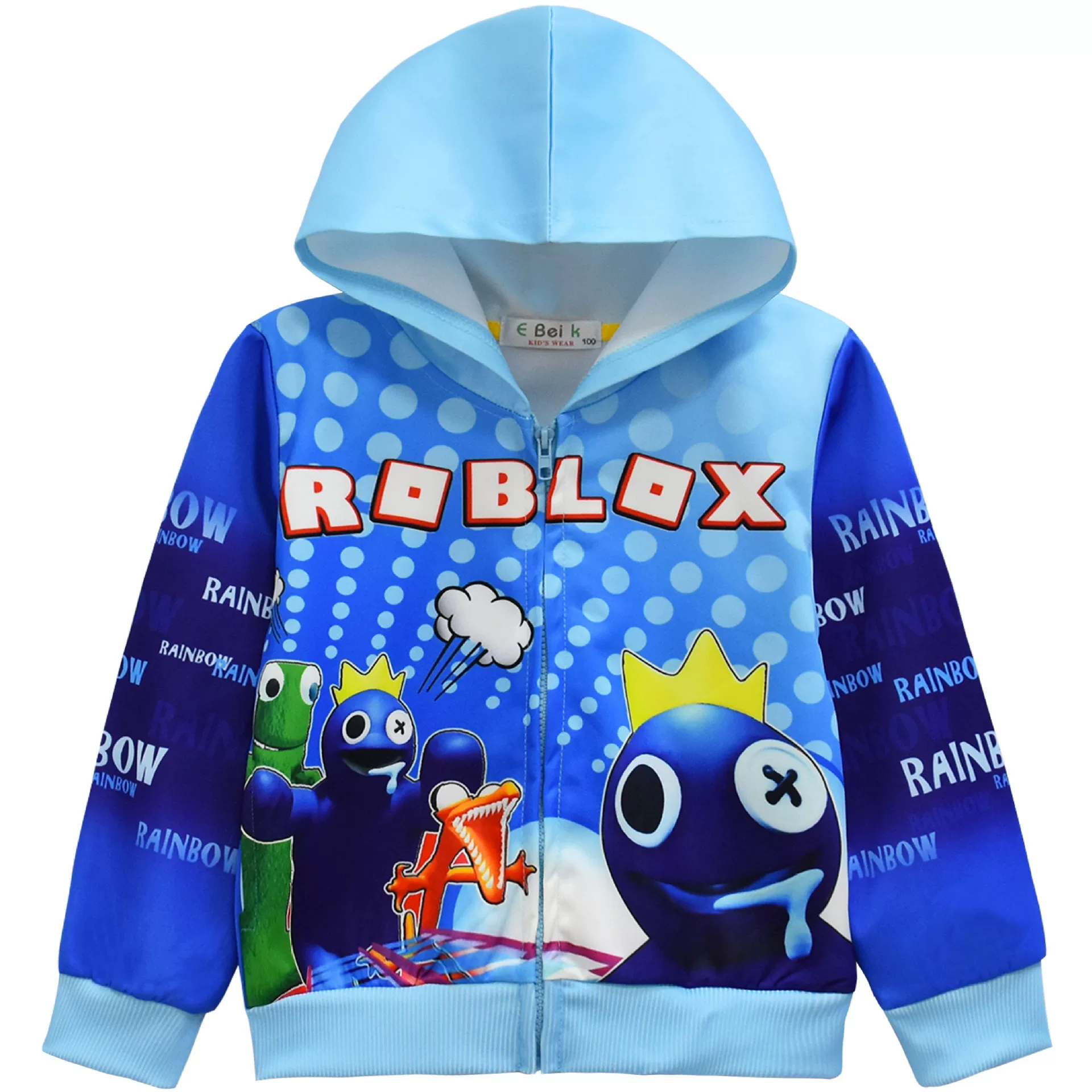 Жилетка с молнией и капюшоном для детей ROBLOX Rainbow Friends Rainbow Friends Lan Fat, куртка с капюшоном