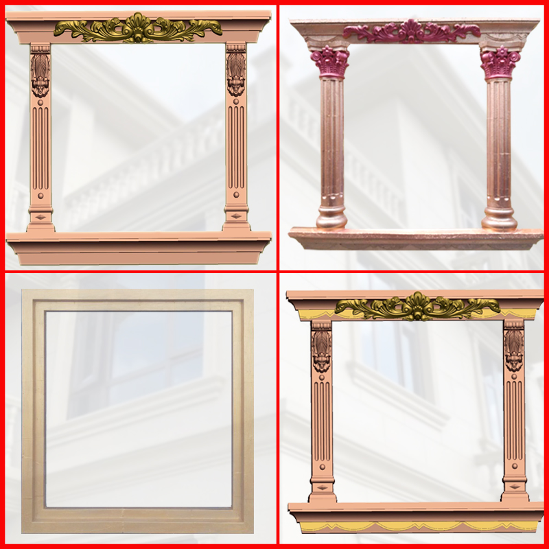 Roman column mold window cover Exterior wall decoration GRC components European villa window lines Cement arch with flowers