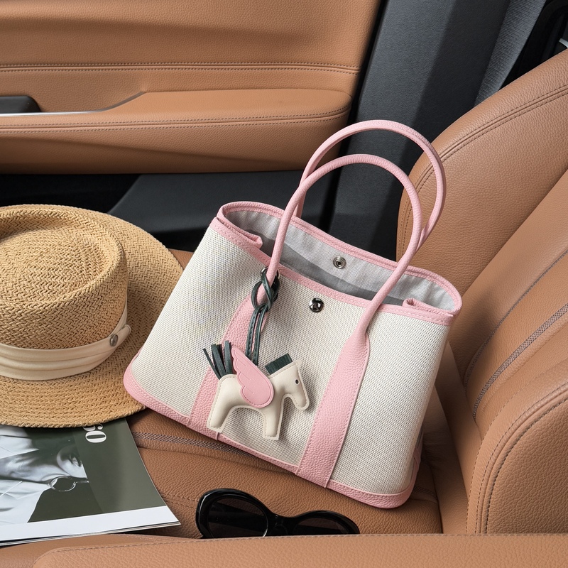 Women's Bag Made of First-Layer Cowhide Leather, Garden Bag, Genuine Leather Women's Bag, Canvas Bag, High-End Shoulder Bag, Handbag, Crossbody Bag, Canvas Tote