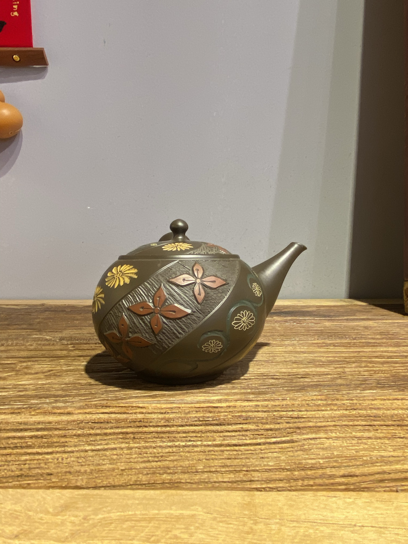 茶道具 常滑焼 小西洋平作 真焼 香合 共布共箱 C R6322 茶道具 常滑焼