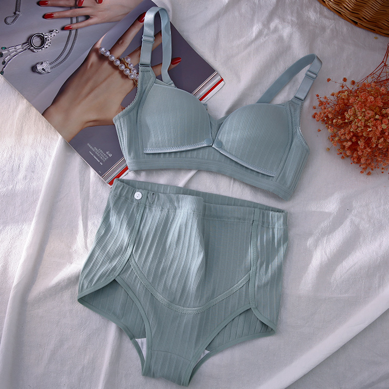 Maternity underwear panties set cotton pregnancy postpartum feeding bra nursing bra high waist support abdomen 7-9