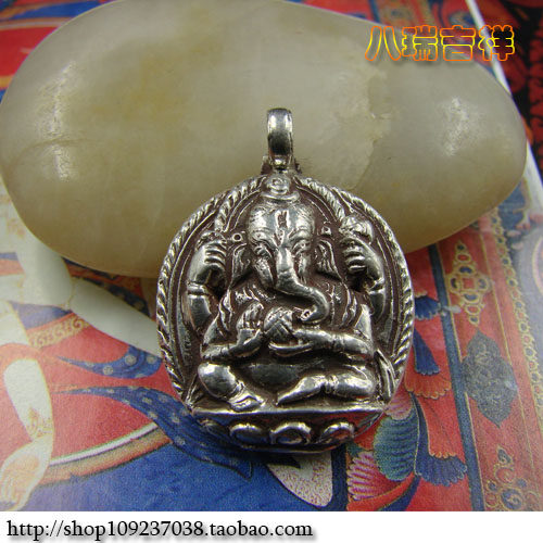 Nepal 925 Sterling Silver Handmade Sterling Silver Elephant Trunk Fortune Pendant Pendant Amulet