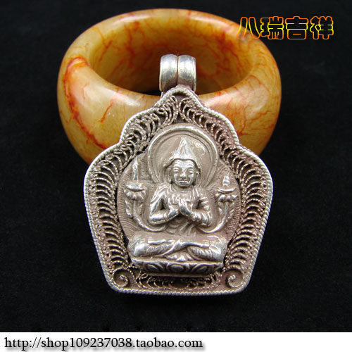Nepal manually made 925 pure silver Zongqaba Master Buddha statue Gau - box pendant large number