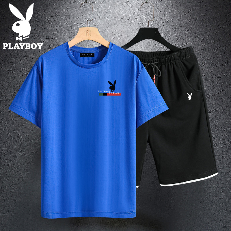 Playboy đầu mùa hè phù hợp với người đàn ông của nam giới thời trang giản dị loose-fitting áo thun sinh viên tuổi teen ngắn tay áo thun T