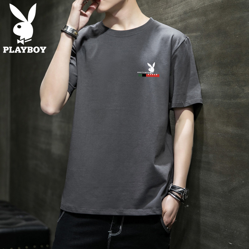 Playboy flagship ngắn tay áo thun nam Hàn Quốc phiên bản xu hướng nam giới mùa hè mùa hè mỏng T sinh váy tuổi teen