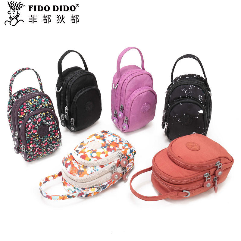 Fidudo ladies mobile phone bag fashion fabric messenger bag mini shoulder bag waterproof canvas clutch bag tide