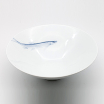 Lushuishanfang Zen Hui Jing blue and white glaze red Zifei fish sea bowl tea ceremony flower device