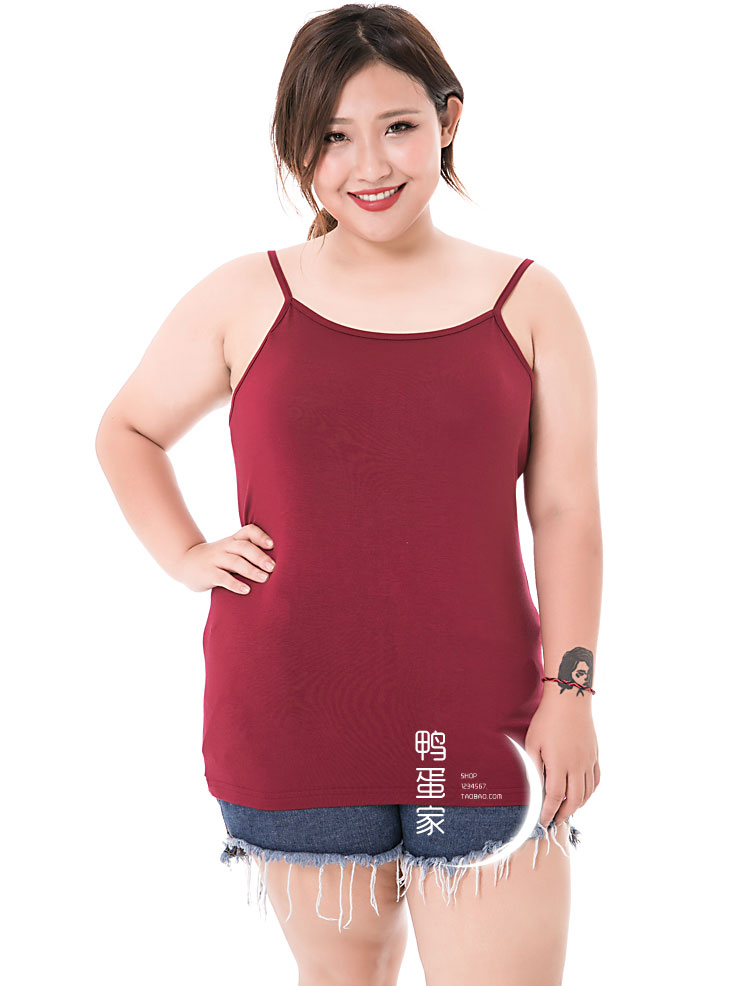 Quá khổ đáy áo T-Shirt nhỏ yếm trong lỏng mỏng 200 kg cộng với phân bón XL chất béo của phụ nữ MM Modal áo ba lỗ nữ dáng rộng