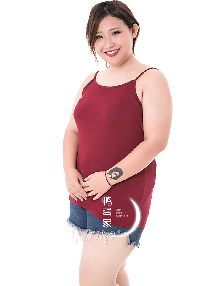 Quá khổ đáy áo T-Shirt nhỏ yếm trong lỏng mỏng 200 kg cộng với phân bón XL chất béo của phụ nữ MM Modal áo ba lỗ nữ dáng rộng