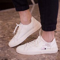 Fashion Metropolitan minimalist mens leather shoes Korean version light headcoat Bull Leather Slide Board Shoes 2019 The new white black tide