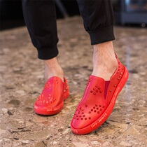 Rivet Shoes Men Casual Leather Shoes Personality Trend Hair Stylist Red Mens Leather Shoes Cover Foot Fashion Banquet Street Dance Shoes