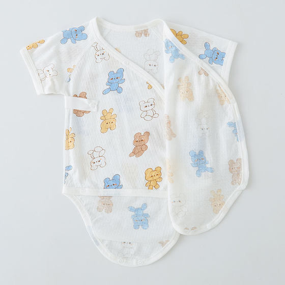 新生儿婴儿包屁衣纯棉夏季薄款宝宝连体衣服满月三角哈衣短袖夏装