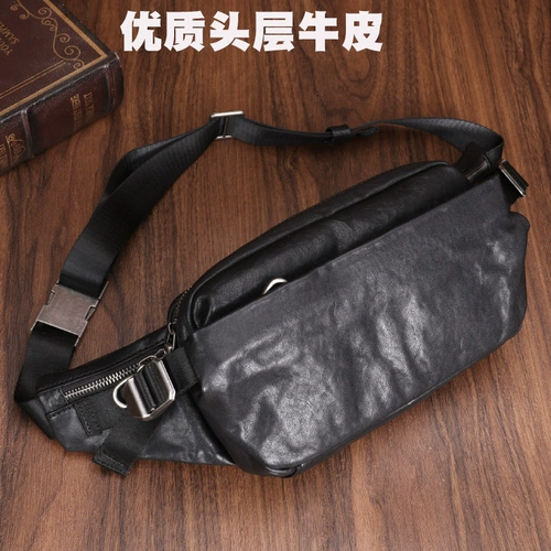 Кожаная поясная сумка, универсальная нагрудная сумка, сумка на одно плечо, из натуральной кожи, воловья кожа, в корейском стиле