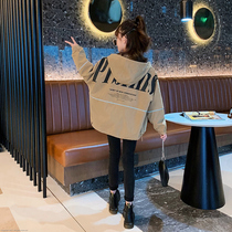 Girls coat spring and fall dress 2023 new childrens autumn wear fashionable hat zipper girl loose coat